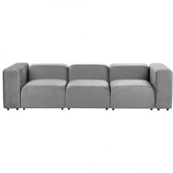 Sofá Modular Moderno de 3 Plazas con Tapicería de Terciopelo Gris Falsterbo