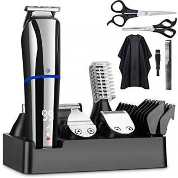 Cortapelos Hombre,Recortadora de barba Profesional,Maquina Cortadora de Pelo Recargable,Set de Multifunción Cortapelos/Nariz/Barba/Cara/Cuerpo y Máquina de Afeitar Precisión Impermeable 6 en 1