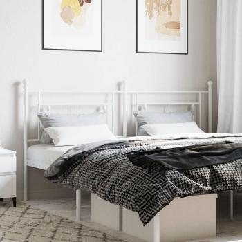 Cabecero de metal blanco de 180 cm Vidaxl con diseño moderno, estructura robusta, acabado en pintura blanca, fácil instalación y compatible con colchones de tamaño matrimonial