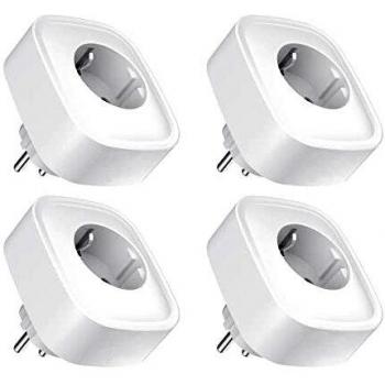 Enchufe Inteligente WIFI con Monitor de Energía, Control Remoto por APP y Voz, Enchufe Alexa Programable con Temporizador, Compatible con Alexa y Google Home, 4 Packs
