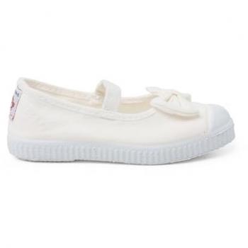 Bailarinas de Niña con Elástico y Lazo - Pisamonas Suela Bl blanca Talla 31