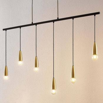 Lámpara colgante Lucande Carlea, 6 luces, diseño moderno en negro, fabricada en aluminio, compatible con bombillas E27, ideal para salón y comedor