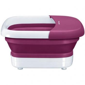 Beurer FB30 Collapsible Foot Spa with 60W Hydromassage, Pink Color, Adjustable Temperature Control, Bubble and Vibration Massage Functions, Removable Pedicure Attachment