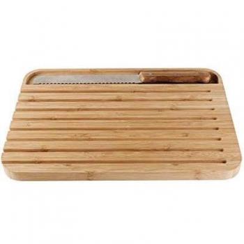 Pebbly NBA127 - Tabla grande de bambú con cuchillo magnético en la tabla, material natural y resistente