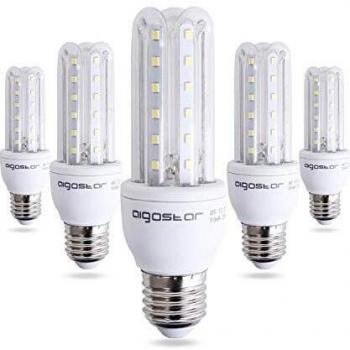 Aigostar - Bombilla LED B5 T3 3U, E27, 9 W equivalente a 70 W, 6400K, 720 lúmenes, no regulable - Pack de 5