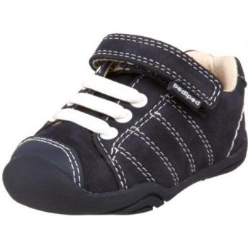 PediPed - Zapatillas de cuero para niño, color gris, azul oscuro