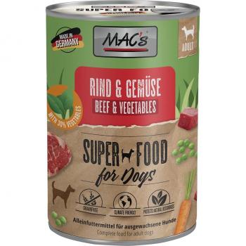 MAC's Comida húmeda para perros 24 x 400 g - Pack económico - Vaca y verduras