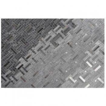 Alfombra Moderna de Viscosa y Cuero de 140 x 200 cm Color Gris Dara