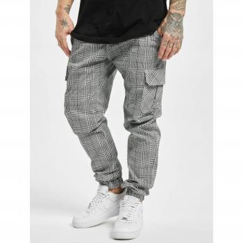 Urban Classics AOP Glencheck Cargo Jog Pants White/Black