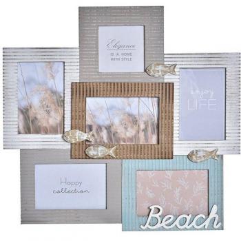 Marco de Fotos Multifoto Beach 46,5 x 2 x 44,5 cm Madera Marinero