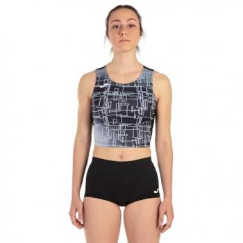 Top mujer Joma Elite VIII negro carbón características: tejido transpirable, diseño ligero, ajuste cómodo, ideal para running y actividades deportivas