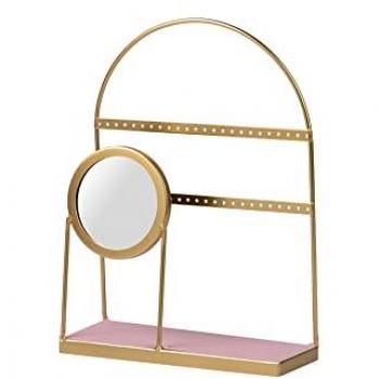 Organizador de Joyas Elegante y Funcional de Metal con Espejo y Velvet - 20x10x30 cm