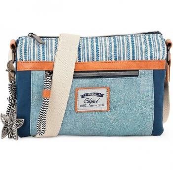 SKPAT Bolso Bandolera para Mujer Marsella 314415, Color Azul, Material Piel Sintética, Tamaño 25x18x6cm, con Cremallera