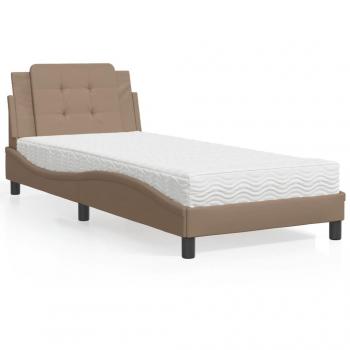 Cama con colchón de cuero sintético Cappuccino 80x200 cm