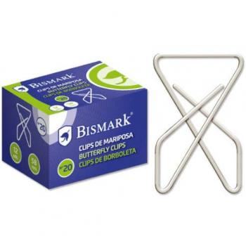 Caja 12 clips niquelados de mariposa nº 20 Bismark