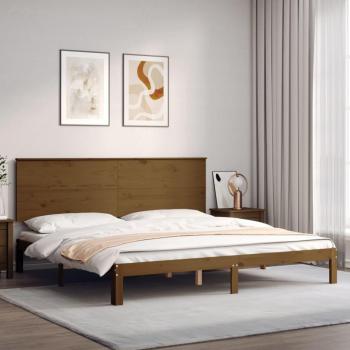 Cama de madera maciza marrón miel 200x200 cm