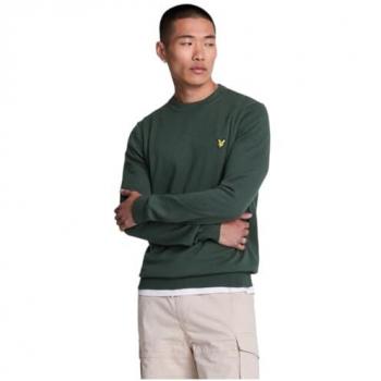 Lyle & Scott Men's Extra Large Green Cotton Merino Crew Neck Sweater