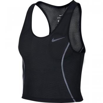 Nike W Nk Miler Tank Crop Camiseta, Mujer, Black/White/Reflective silv, S