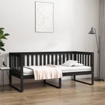 Sofá cama Dormeuse negro 90x200 cm madera maciza de pino