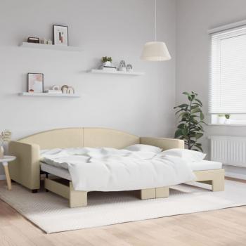 Sofá cama nido tela crema 100x200 cm vidaXL
