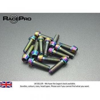 RacePro - 2x Titanio Cónico Perno GR5 - M6 x 40mm x 1mm - Arco Iris Allen Head