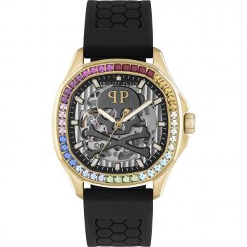Philipp Plein Skeleton Spectre Rainbow Watch, Black male, Sizes: ONE SIZE