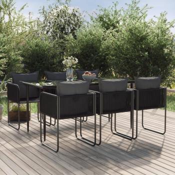 vidaXL 7-Piece Black Outdoor Dining Set