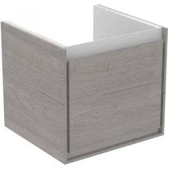 Mueble de baño Ideal Standard Connect Air, 435mm, 1 cajón, color roble gris decorado y blanco mate