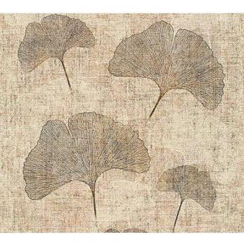 Botanical Floral Textured Wallpaper - Borneo Design in Beige, Gray, and Brown for Living Room and Bedroom