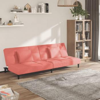 Sofá cama de 2 plazas con 2 cojines de terciopelo rosa Vidaxl Rosa