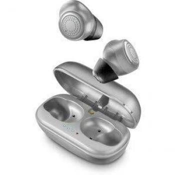 cellularline Petit True - Auriculares inalámbricos Bluetooth con Cargador de batería portátil, TWS, micrófono Integrado, Control táctil, Color Gris