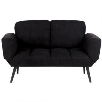 Sofá cama minimalista negro de 2 plazas con reposabrazos ajustables Brekke