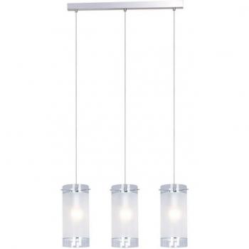Lámpara colgante moderna Vigo Chrome - Lámpara colgante de cromo, 3 luces, pantalla mate, base E27