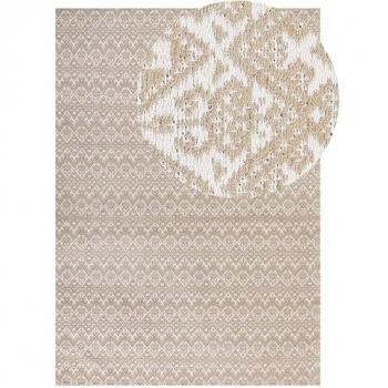Alfombra de Yute Beige 160 x 230 cm Rectangular con Patrón Geométrico Tejido Plano