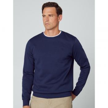 Hackett Sudadera Navy Double Knit Crew para Hombre con Cuello Redondo