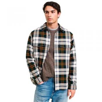 Sobrecamisa de Hombre Gant Regular Fit Verde a Cuadros con Bolsillos, Talla L, Sostenible, Manga Larga