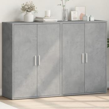 Armario de 2 piezas en hormigón gris, dimensiones 60x31x84 cm, fabricado en madera multicapa