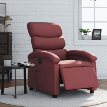 Silla eléctrica reclinable de cuero sintético rojo tinto