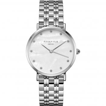 Rosefield Upper East Side Silver Crystal Women's Watch 33mm 3ATM