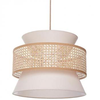 Lámpara Colgante Boho de Ratán Natural Beige con Pantalla de Poliéster 167 cm Luyano