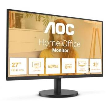 AOC U27B3M 27 4K Ultra HD LCD Monitor (3840 x 2160 pixels, VA panel, 60Hz refresh rate, 4ms response time, HDR10 support, FreeSync technology, includes