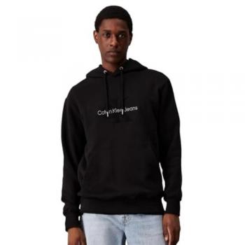 Calvin Klein Jeans Chenille Monologo Hoodie - Men's Black Sweatshirt, Size S