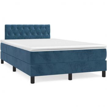 Colchón box spring suave con LED azul oscuro 120x190 cm en terciopelo