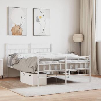 Cama de metal blanca con cabecero y estribo 140x200 cm