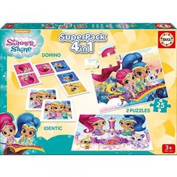 Educa Borrás- Shimmer&Shine Superpack 4 Juegos en 1 Shimmer and Shine Mesa, Multicolor