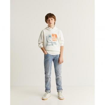 Sudadera Blanca Con Capucha para Niño con Print Frontal