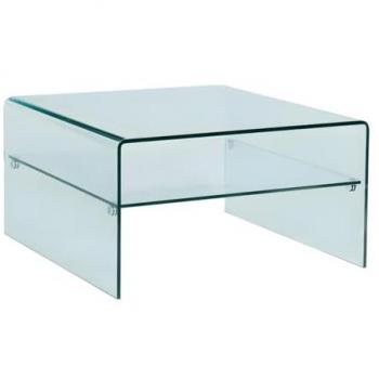 Mesa de centro cuadrada STILEOS - Doble nivel - Cristal templado