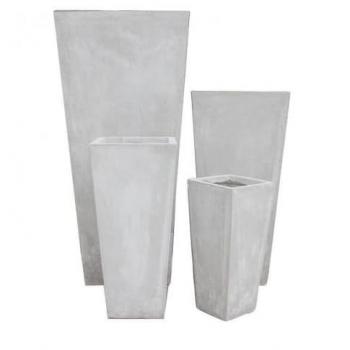 Set de 4 macetas cuadradas altas de fibra de arcilla wisteria - beige