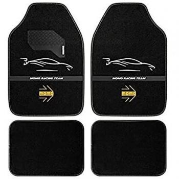 Juego de alfombras de coche Momo Racing Negro-Blanco