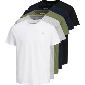 Camiseta Jack & Jones para Hombre, Paquete de 5 - JORJXJ, Manga corta, Cuello Redondo, Algodón, Logotipo, Color sólido
